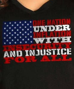 Hot Leathers GLC1570 Ladies Black One Nation Short Sleeve V-Neck T-Shirt Riding Gear