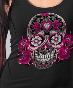 Hot Leathers GLC2363 Ladies Black Sugar Skull Thick Strap Tank Top