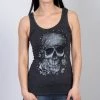 Hot Leathers GLC2378 Skull Bandana Tank Top With Rhinestones In Heather Charcoal Color