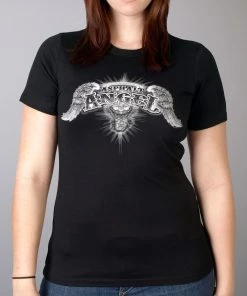 Hot Leathers GLD1040 Asphalt Angel Double Sided Print Full Cut Black T-Shirt Riding Gear