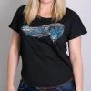 Hot Leathers GLD1345 'Angel Roses' Dolman Relax Fit Full Cut Ladies Vintage Black Tee Riding Gear