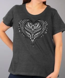 Riding Gear Hot Leathers GLD1507 Ornate Angel Wings Curvy Ladies T-Shirt