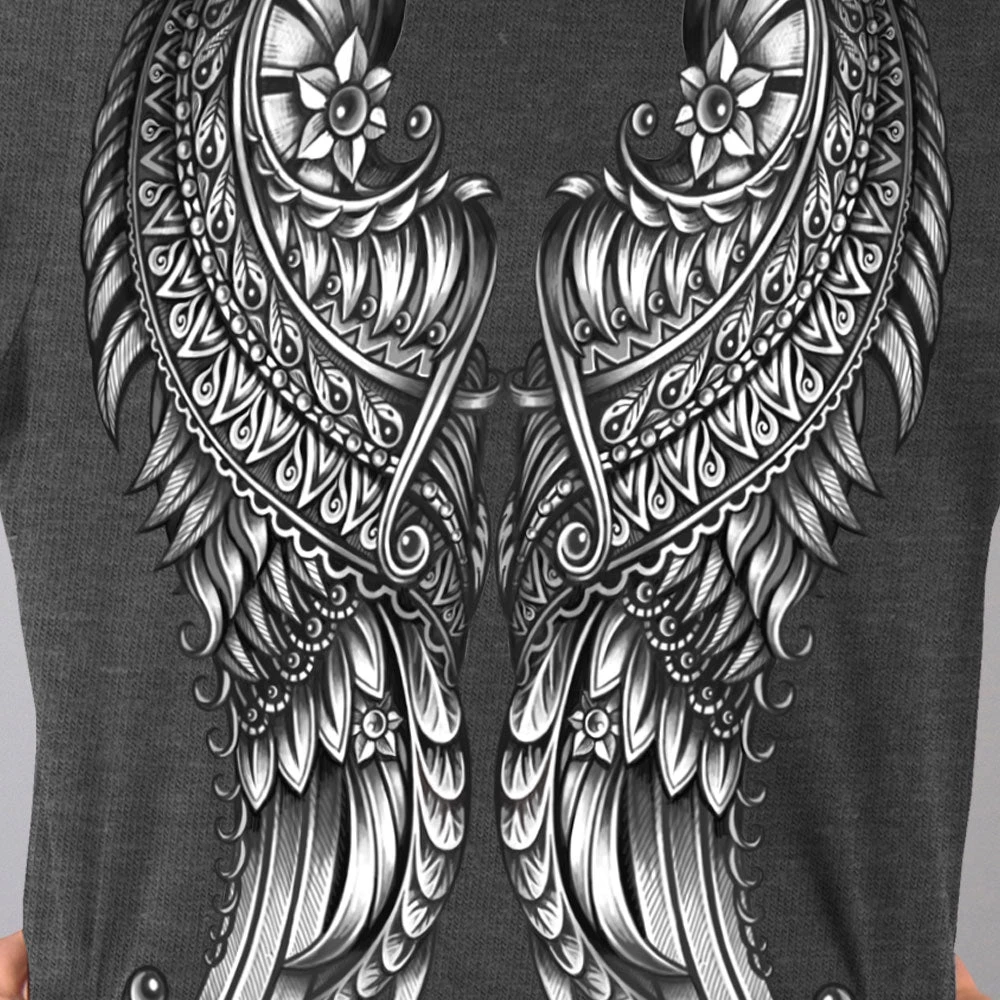 Riding Gear Hot Leathers GLD1507 Ornate Angel Wings Curvy Ladies T-Shirt