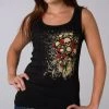 Hot Leathers GLF2028 'Skull Bouquet' Ladies Boy Beater Black Tank Top Riding Gear