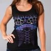 Hot Leathers GLF2105 'Heart Breaker' Black Corset Top With Foil Print Tank Top