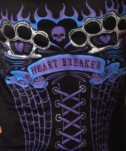 Hot Leathers GLF2105 'Heart Breaker' Black Corset Top With Foil Print Tank Top