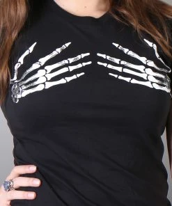 Hot Leathers GLR1012 Ladies Full Cut Skeleton Hands Short Sleeve T-Shirt Riding Gear