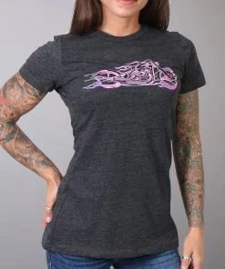 Hot Leathers GLR1215 Ladies Pink And Purple Fire Bobber Full Cut Motorcycle Shirt