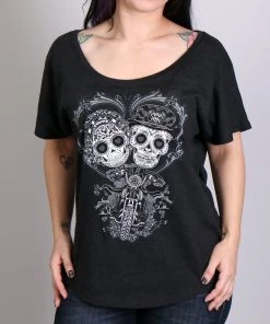 Hot Leathers GLR1408 'Sugar Couple' Ladies Dolman Black T-Shirt