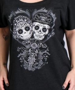 Hot Leathers GLR1408'Sugar Couple' Ladies Dolman Black T-Shirt