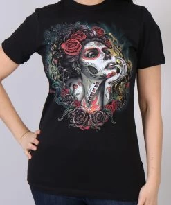 Hot Leathers GLR1412 'Sugar Woman' Ladies Black T-Shirt Riding Gear