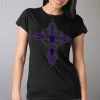 Hot Leathers GLR1469 'Studded Fleur De Lis Cross' Ladies Black T-Shirt Riding Gear