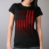 Riding Gear Hot Leathers GLR1498 'Flag And Bullets' Full Cut Ladies Black T-Shirt