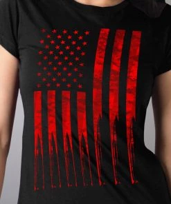 Riding Gear Hot Leathers GLR1498'Flag And Bullets' Full Cut Ladies Black T-Shirt