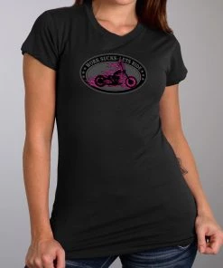 Hot Leathers GLR1499 'Work Sucks-Lets Ride Oval' Ladies Black T-Shirt Riding Gear