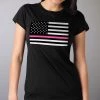 Hot Leathers GLR1515 Ladies Full Cut Thin Pink Line American Flag Black T-Shirt Riding Gear