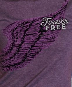 Hot Leathers GLR1528 Ladies Full Cut Modern Angel Wings Vintage Purple T-Shirt