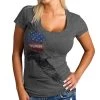 Riding Gear Hot Leathers GLR1529 Ladies Pencil Eagle Patriotic Short Sleeve Heather Dark Gray T-Shirt