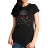 Hot Leathers GLR1555 Ladies Black Heart Eyes Skull T-Shirt Riding Gear