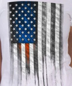 Riding Gear Hot Leathers GLR1569 Ladies White Short Sleeve Heartbeat Flag T Shirt