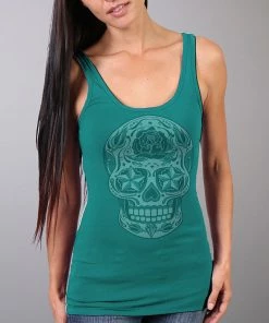 Hot Leathers GLR2526 Ladies Sugar Skull Carolina Blue Tank Top Riding Gear