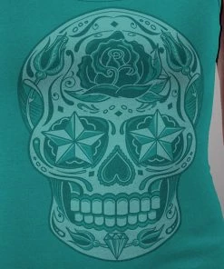 Hot Leathers GLR2526 Ladies Sugar Skull Carolina Blue Tank Top Riding Gear