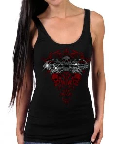 Hot Leathers GLR2561 Ladies Black Skeleton Bling Hands Tank Top Riding Gear