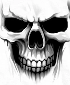 Hot Leathers GMD1080 Mens'Ghost' Skull Double Sided White T-Shirt