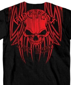 Hot Leathers GMD1129'Over The Top, Ride Fast- Live Hard' Black T-Shirt Riding Gear