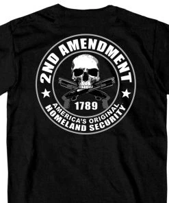 Hot Leathers GMD1158 Mens'2nd Amendment America's Original Homeland Security' Black T-Shirt