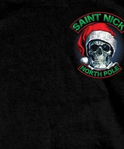 Hot Leathers GMD1329 Men's Saint Nick Skull Christmas Black T-Shirt Riding Gear