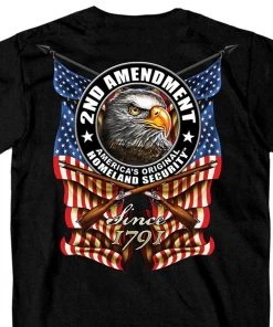 Hot Leathers GMD1338 Mens'New Down Flag' Black T-Shirt