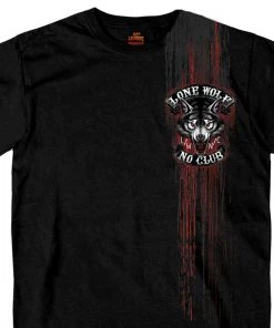 Hot Leathers GMD1343 'Jumbo Lone Wolf, No Club' Black Men's Black T-Shirt Riding Gear
