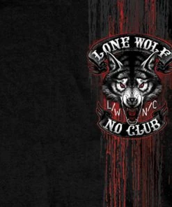 Hot Leathers GMD1343 'Jumbo Lone Wolf, No Club' Black Men's Black T-Shirt Riding Gear