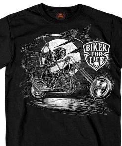 Hot Leathers GMD1352 Men 'Scroll- Bikers For Life' Double Sided Black T-Shirt Riding Gear