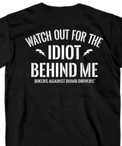 Hot Leathers GMD1357 Mens 'Watch Out' Double Sided Black T-Shirt Riding Gear