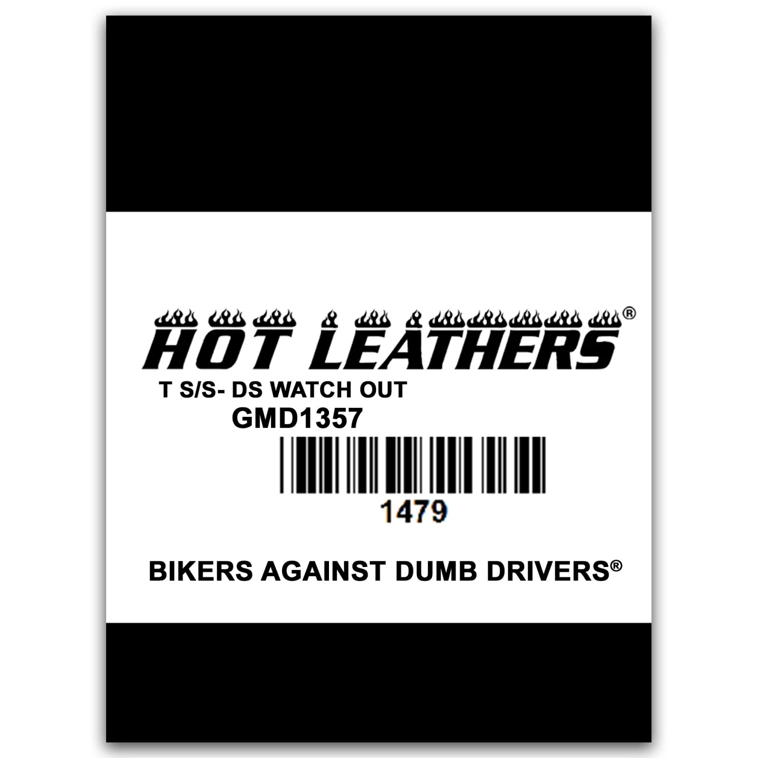 Hot Leathers GMD1357 Mens 'Watch Out' Double Sided Black T-Shirt Riding Gear