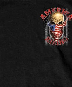 Hot Leathers GMD1364 Mens 'Skull Bandanna - America Rising' Black T-Shirt