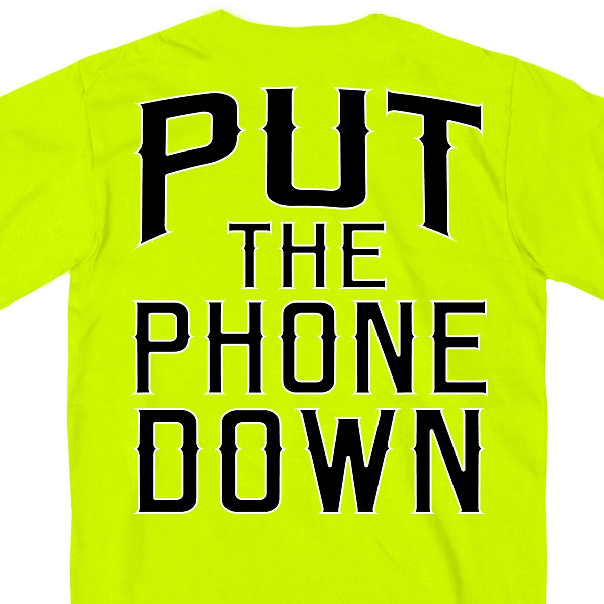 Hot Leathers GMD1410 Mens 'Put The Phone Down' Safety Green T-Shirt Riding Gear