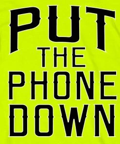 Hot Leathers GMD1410 Mens'Put The Phone Down' Safety Green T-Shirt Riding Gear