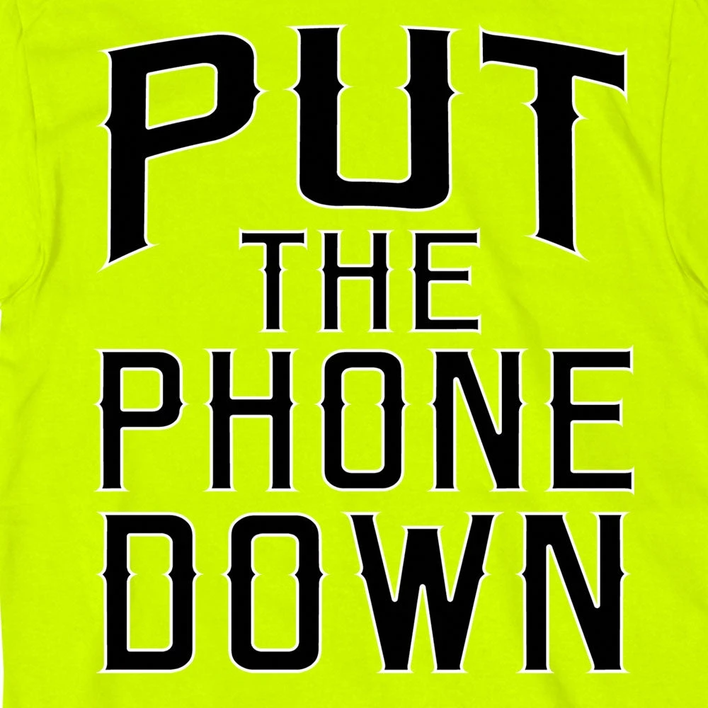 Hot Leathers GMD1410 Mens 'Put The Phone Down' Safety Green T-Shirt Riding Gear