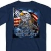 Hot Leathers GMD1420 Men's 'Land Of The Free USA Proud Eagle' Navy Blue T-Shirt