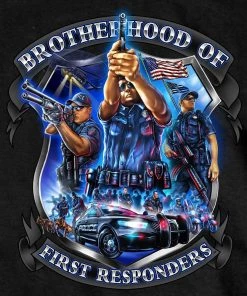 Hot Leathers GMD1449 Men's Brotherhood Of First Responders Police Black T-Shirt