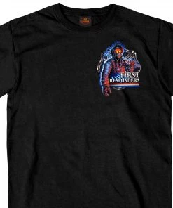 Hot Leathers GMD1450 Men's Brotherhood Of First Responders Fireman Black T-Shirt Riding Gear