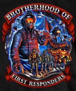 Hot Leathers GMD1450 Men's Brotherhood Of First Responders Fireman Black T-Shirt Riding Gear