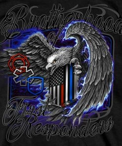 Hot Leathers GMD1451 Men's Brotherhood Of First Responders Eagle Black T-Shirt Riding Gear