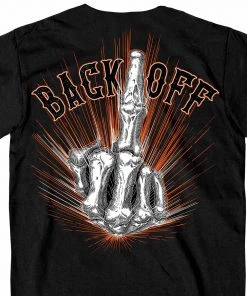 Hot Leathers GMD1453 Men's Back Off Bone Finger Black T-Shirt Riding Gear