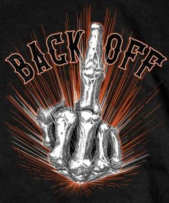 Hot Leathers GMD1453 Men's Back Off Bone Finger Black T-Shirt Riding Gear