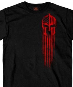 Hot Leathers GMD1468 Men's Red Warrior Skull Flag Black T-Shirt