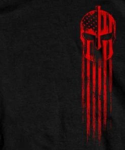 Hot Leathers GMD1468 Men's Red Warrior Skull Flag Black T-Shirt